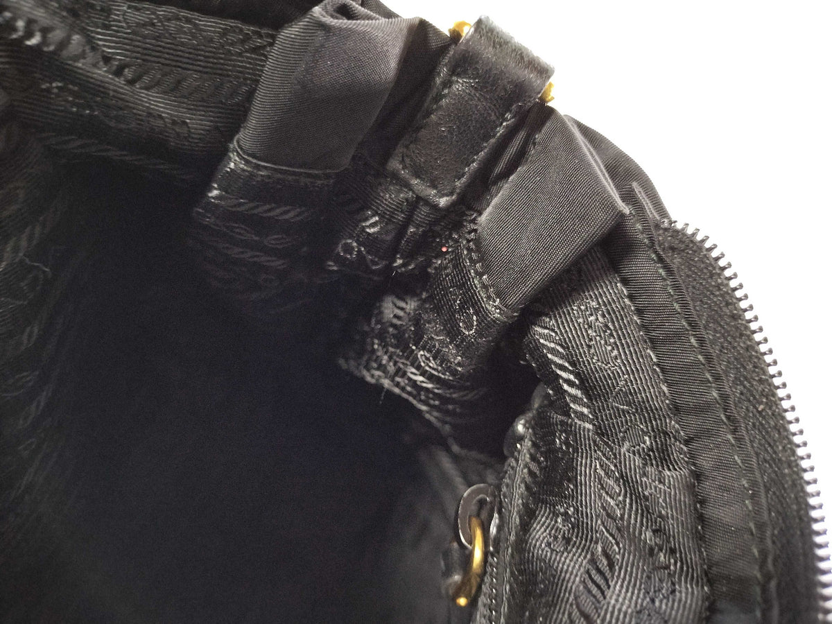 Prada Bow Convertible Tessuto, Black, Nylon, Tote Bag