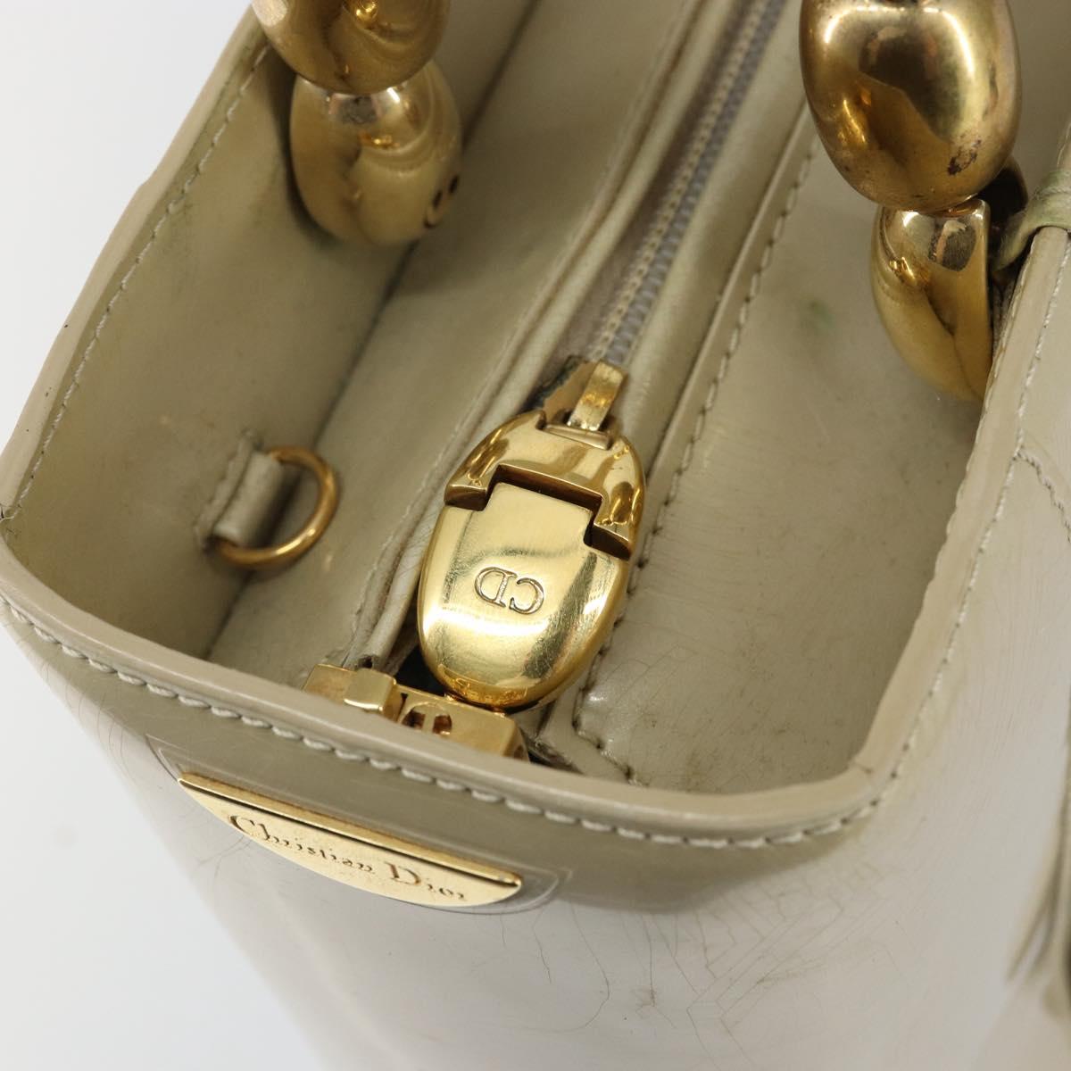 Christian Dior Diorissimo Tote Patent leather, BEIGE, LEATHER, Tote bag