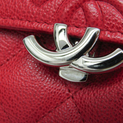 Chanel CC Box Gusset Flap Quilted Calfskin, Red, Leather, Wallet