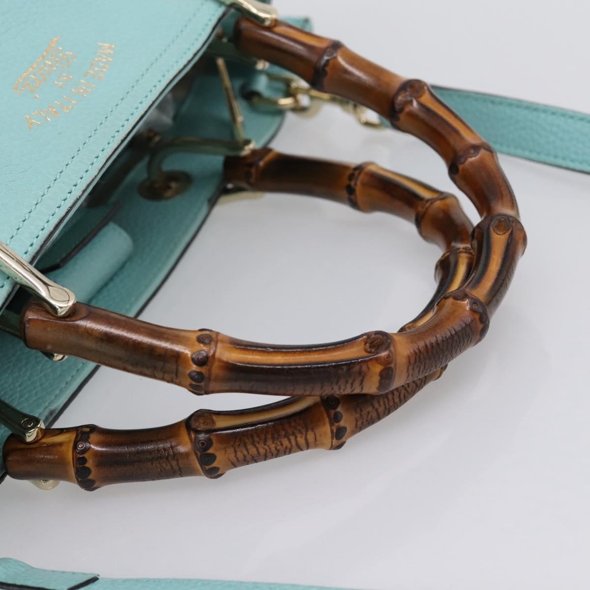 Gucci Bamboo Shopper Leather, Blue, Leather, Tote Bag