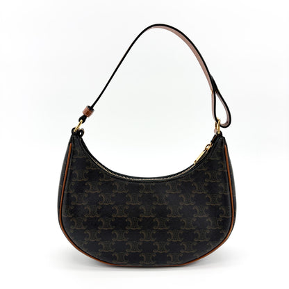 Celine Ava Triomphe Coated Canvas, Brown, Canvas, Handbag