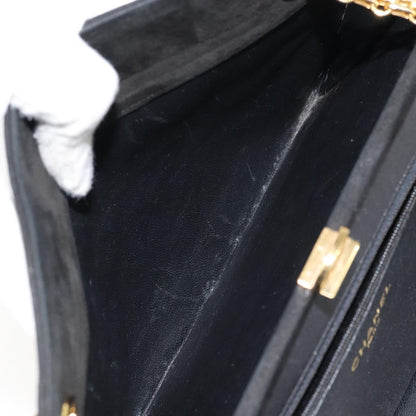 Chanel Matelasse Chain Shoulder Bag Suede, BLACK, SUEDE, Shoulder bag