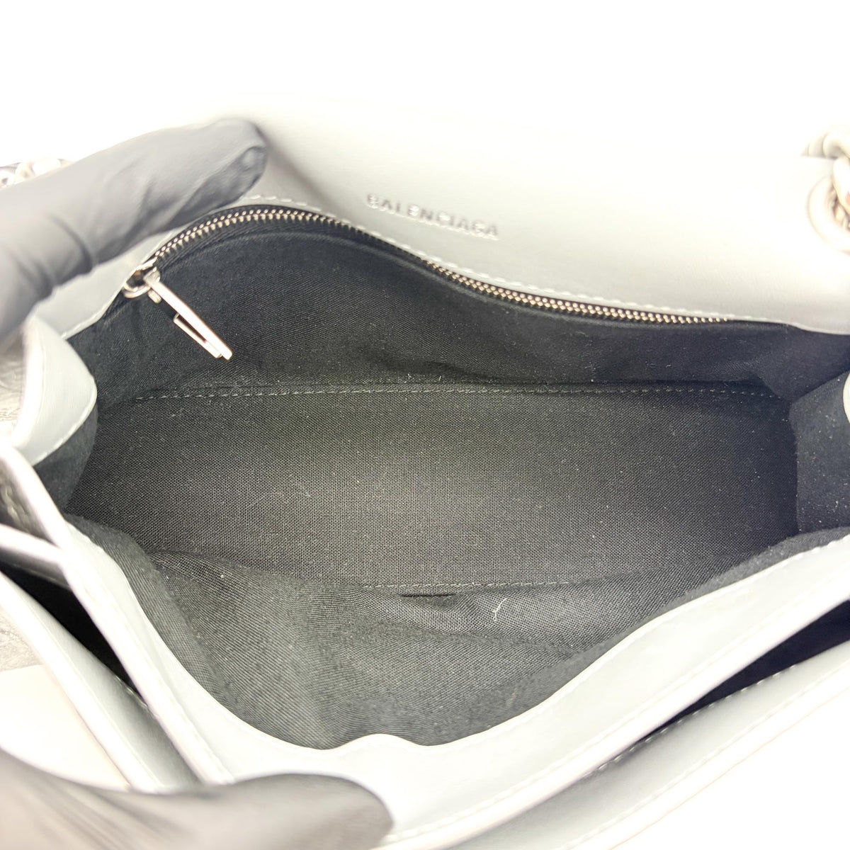 Balenciaga Crush Charm Chain Flap Leather, Silver, Leather, Handbag