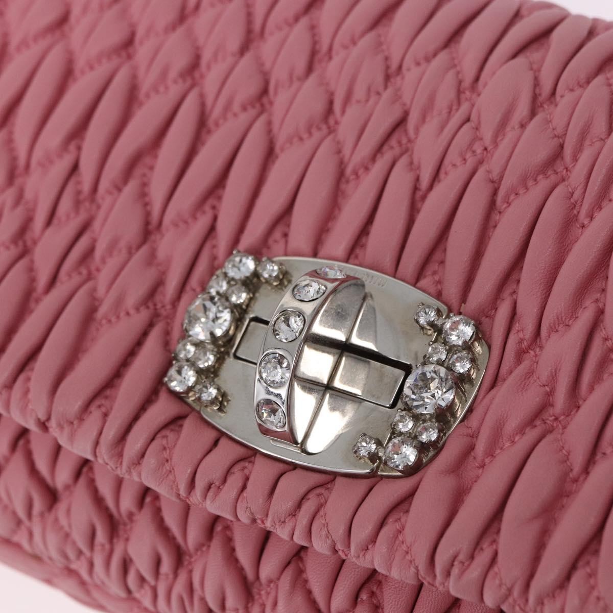 Miu Miu Crystal Clutch Matelasse Leather, Pink, Leather, Handbag
