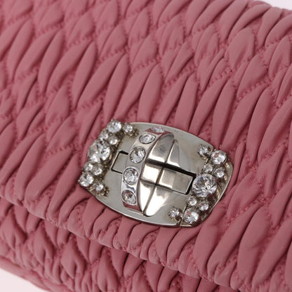 Miu Miu Crystal Clutch Matelasse Leather, Pink, Leather, Handbag