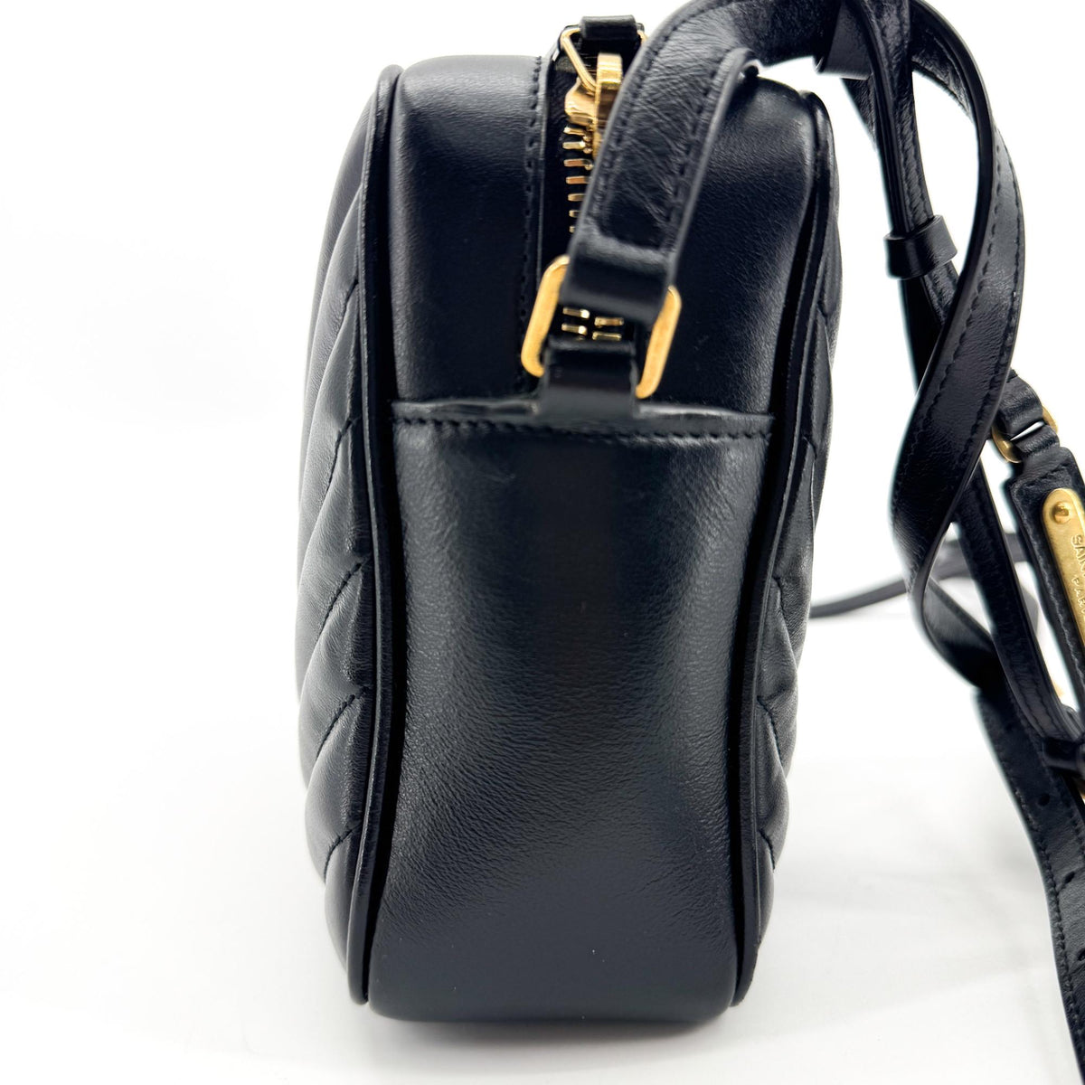 Saint Laurent Lou Camera Matelasse Chevron Leather, Black, Calfskin, Handbag