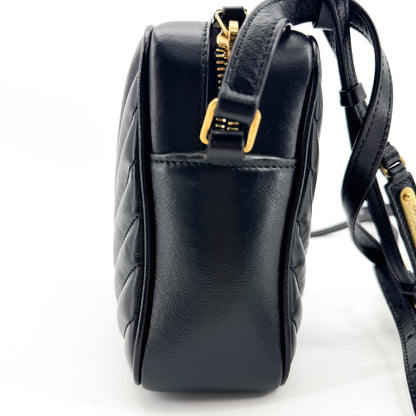 Saint Laurent Lou Camera Matelasse Chevron Leather, Black, Calfskin, Handbag