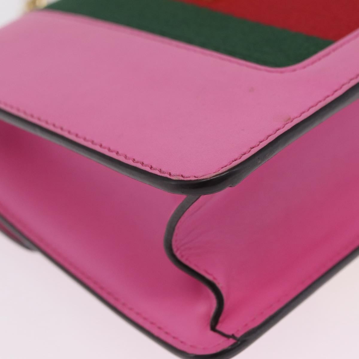 Gucci Sylvie Chain Leather, Pink, Leather, Shoulder Bag