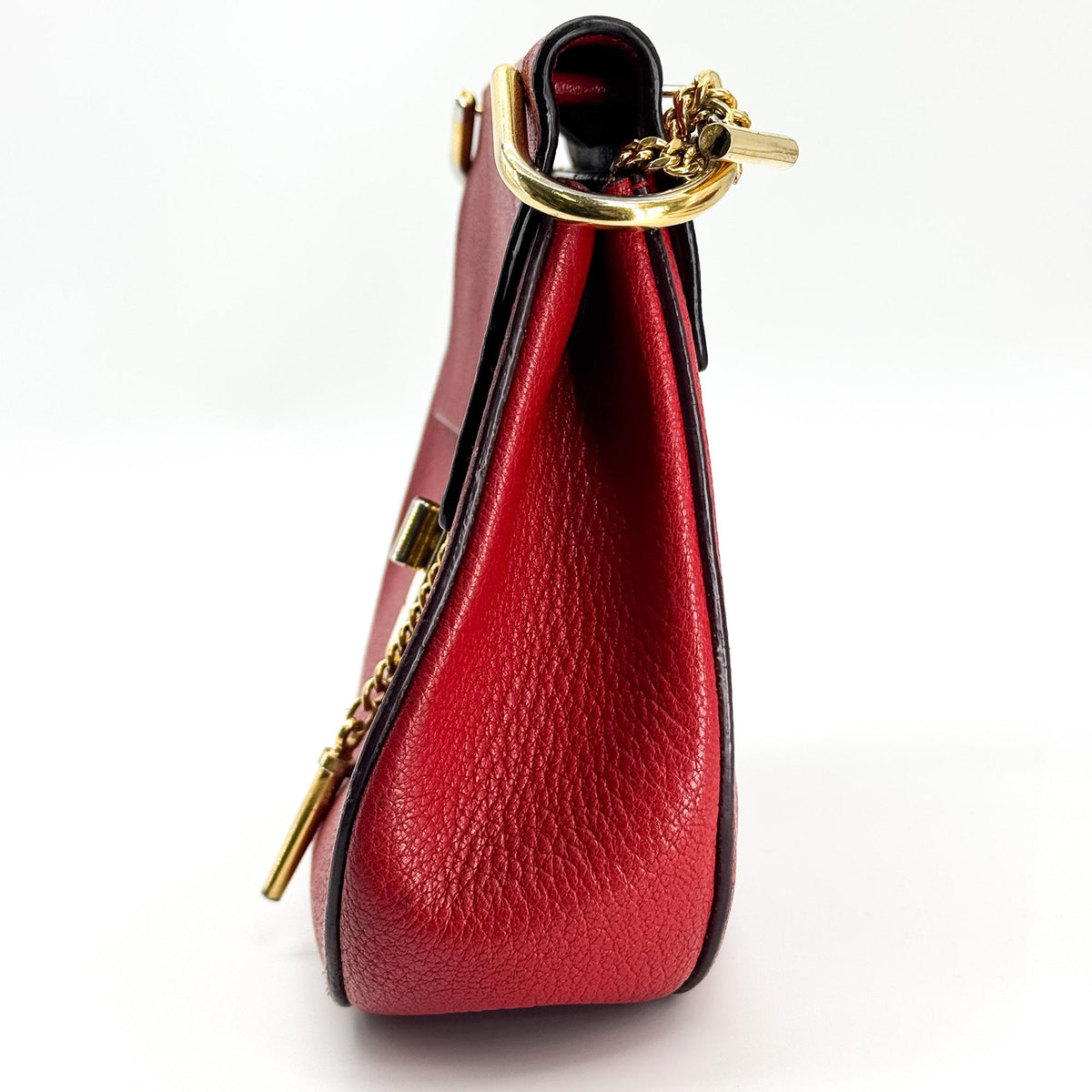 Chloe Drew Leather, Red, Leather, Crossbody Bag