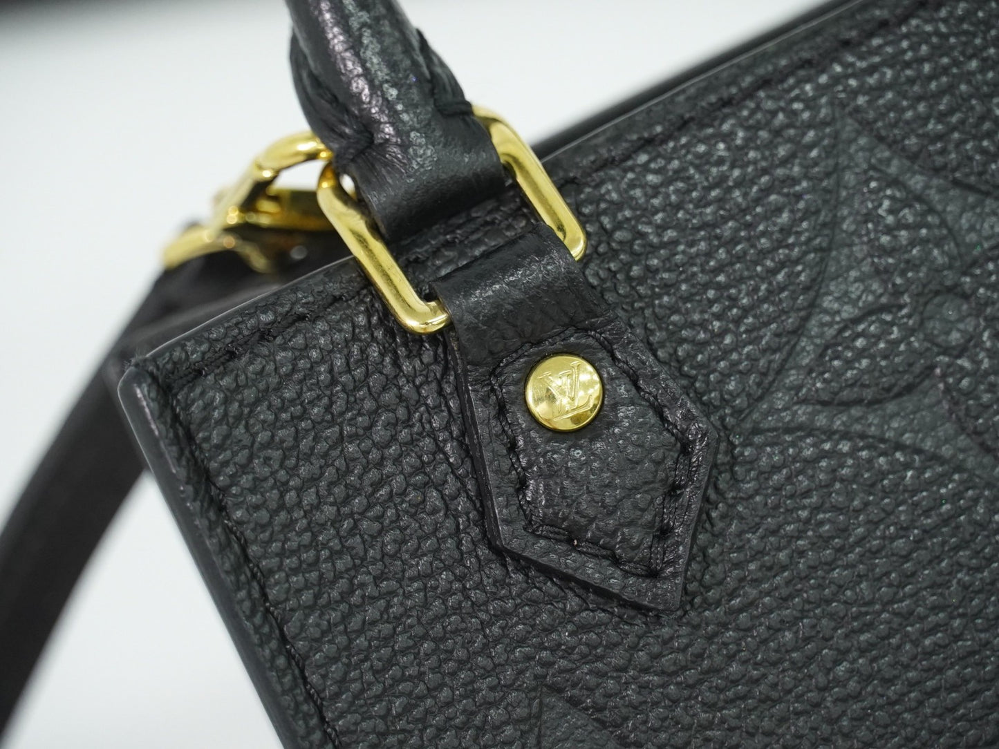 Louis Vuitton Petit Sac Plat Monogram Empreinte Giant, Black, Leather, Handbag