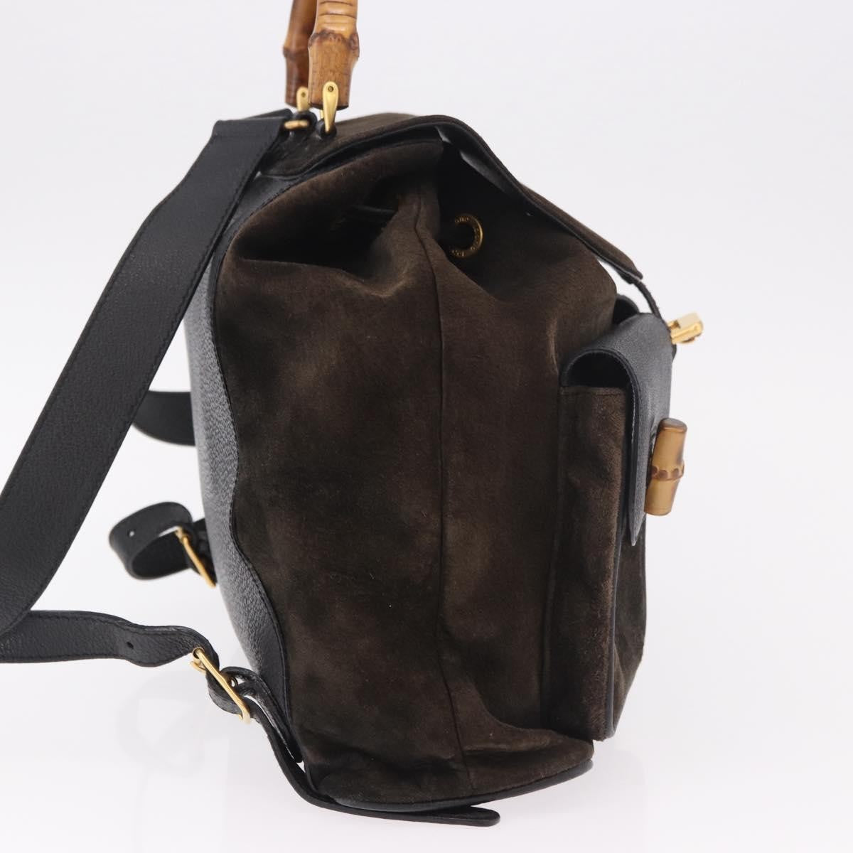 Gucci Vintage Bamboo Suede, Brown, Suede, Backpack