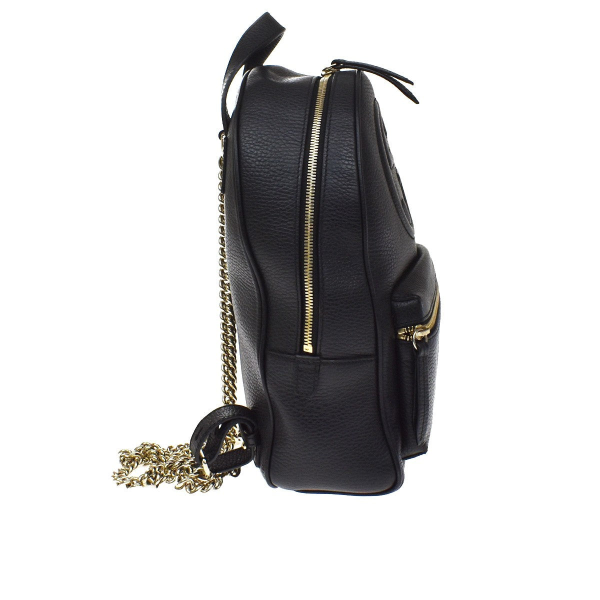Gucci Soho Chain Leather, Black, Leather, Backpack