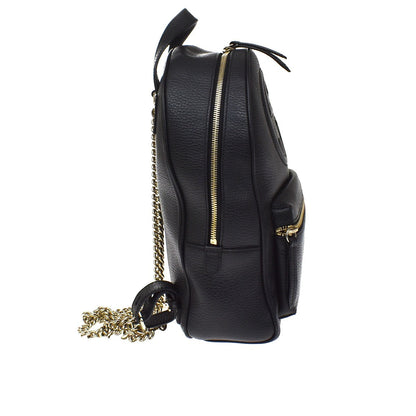 Gucci Soho Chain Leather, Black, Leather, Backpack