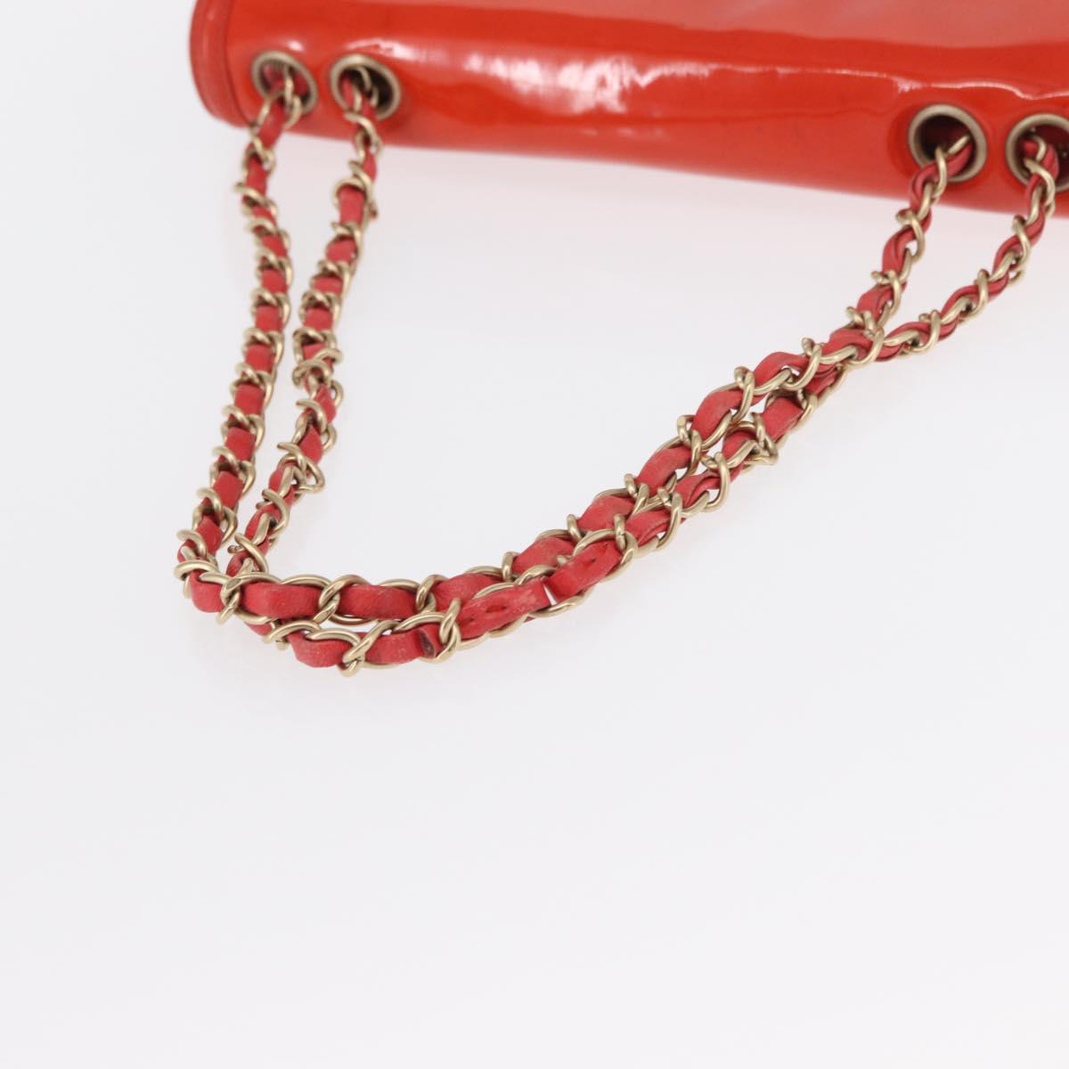 Chanel Chain Flap Shoulder Bag Leather, ORANGE, PATENT_LEATHER, Shoulder bag