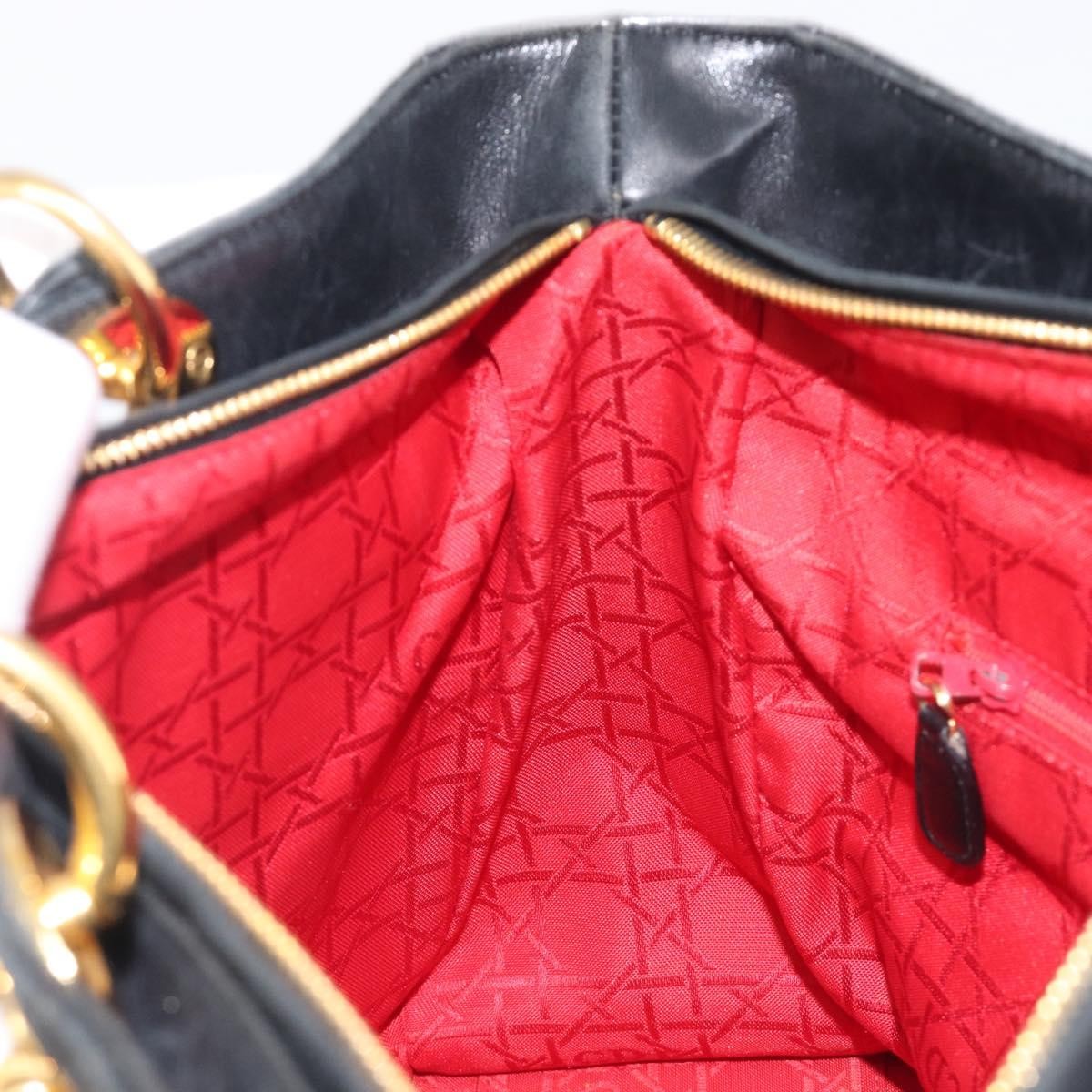 Christian Dior Vintage Lady Dior Cannage Quilt Lambskin, Black, Leather, Handbag