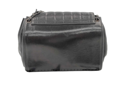 Chanel Chocolate Bar Accordion Reissue Flap Bag Quilted Lambskin with Patent, BLACK, LEATHER, Shoulder bag