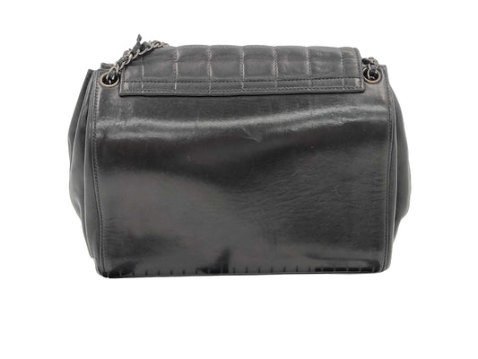 Chanel Chocolate Bar Accordion Reissue Flap Bag Quilted Lambskin with Patent, BLACK, LEATHER, Shoulder bag