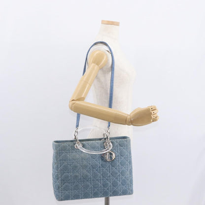 Christian Dior Vintage Lady Dior Bag Cannage Quilt Denim, BLUE, CANVAS, Tote bag