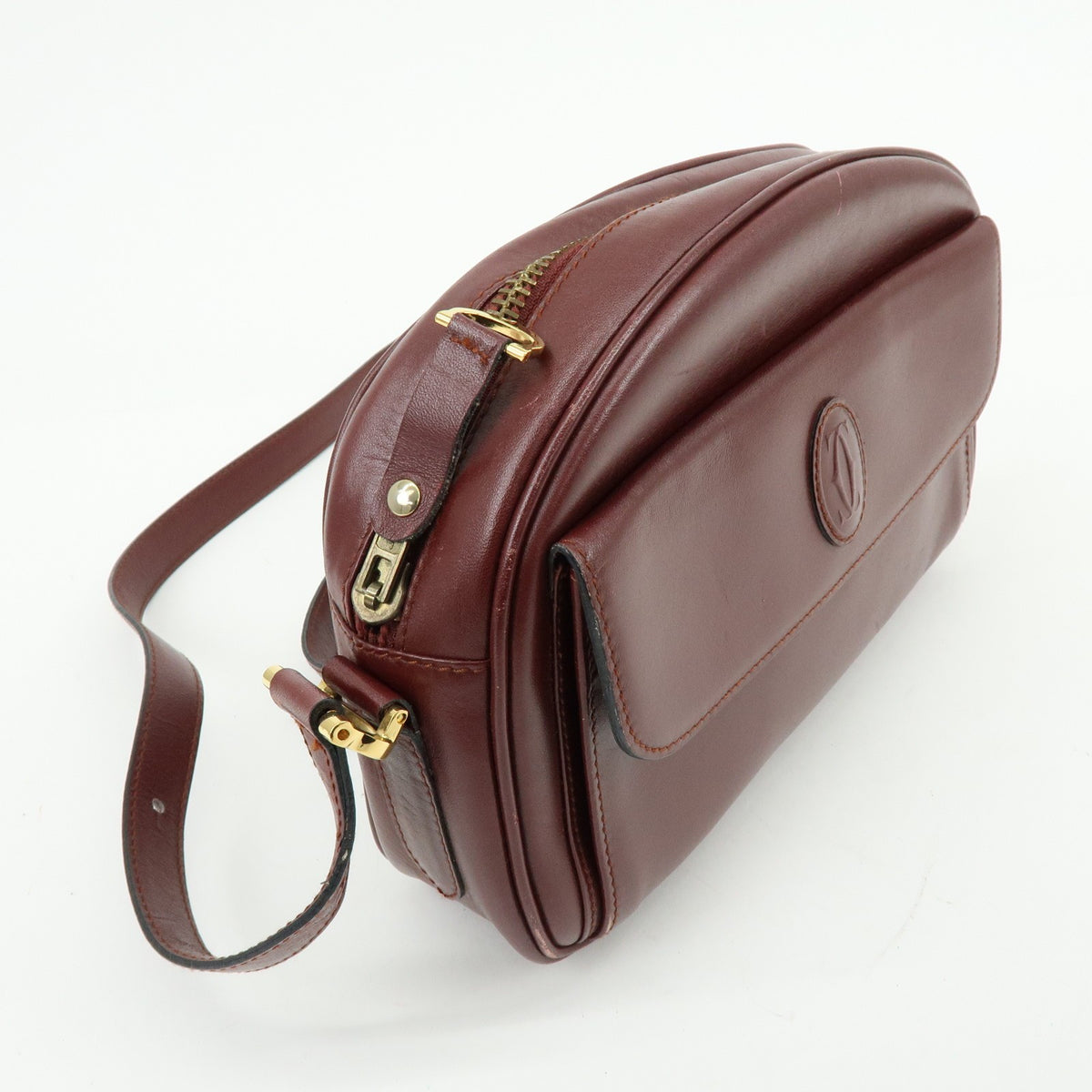 Cartier Must de Cartier Leather, Burgundy, Leather, Shoulder Bag