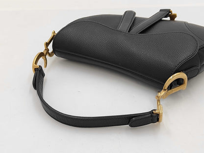 Christian Dior Dior Saddle Leather, Black, Leather, Handbag