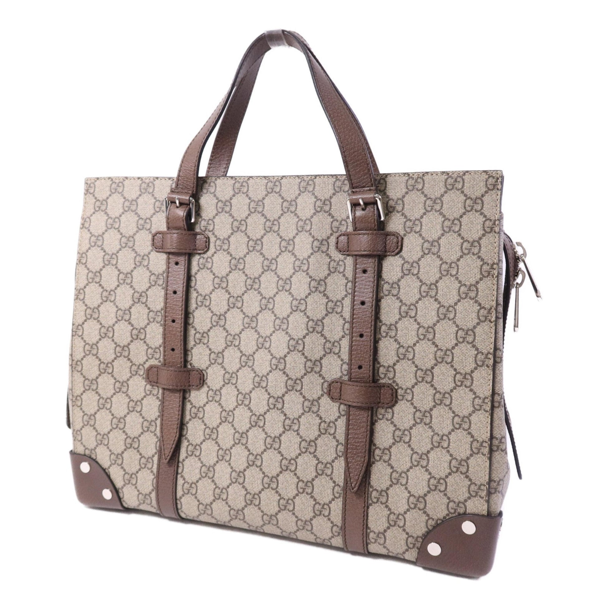Gucci Belted Tote GG Coated Canvas, Beige, Canvas, Tote Bag
