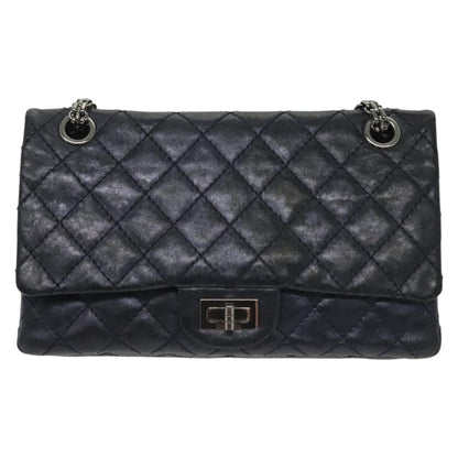 Chanel Hybrid Reissue Double Flap Bag Quilted Lambskin, NAVY, LEATHER, Shoulder bag