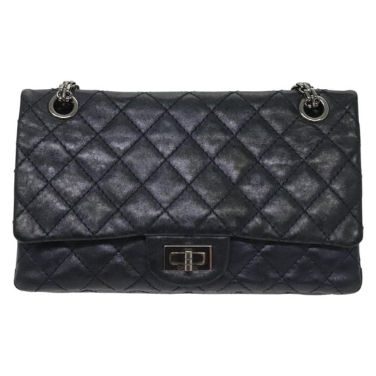 Chanel Hybrid Reissue Double Flap Bag Quilted Lambskin, NAVY, LEATHER, Shoulder bag