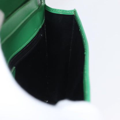 Celine Circle Logo Leather, Green, Leather, Shoulder Bag