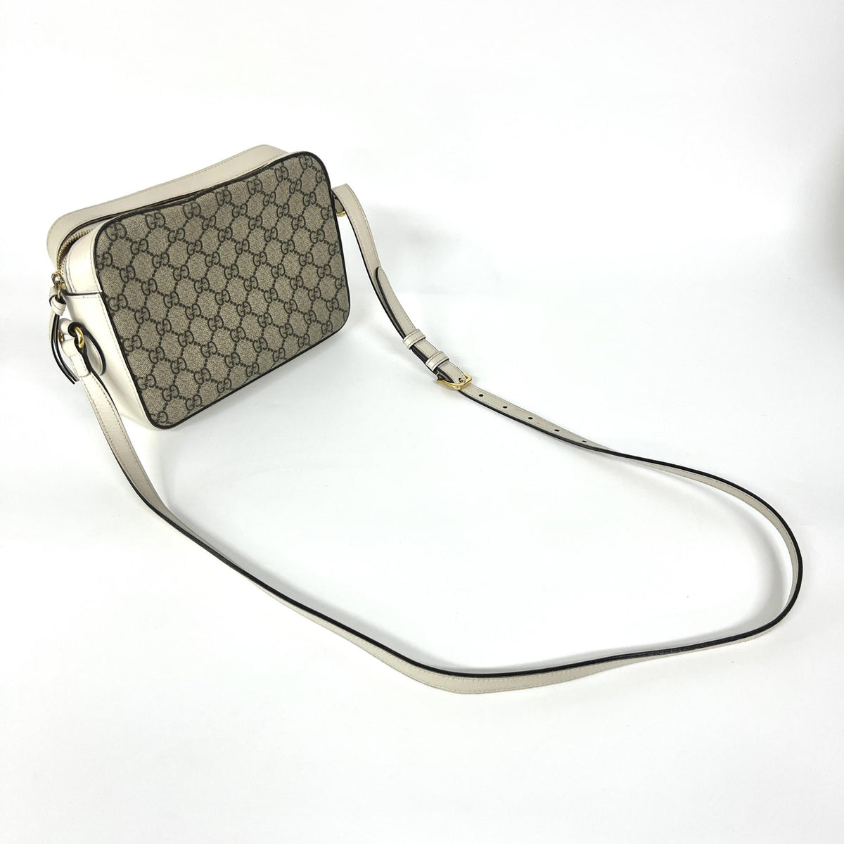 Gucci Horsebit 1955 Flap Pocket Camera GG Coated Canvas and Leather, Beige, Canvas, Shoulder Bag