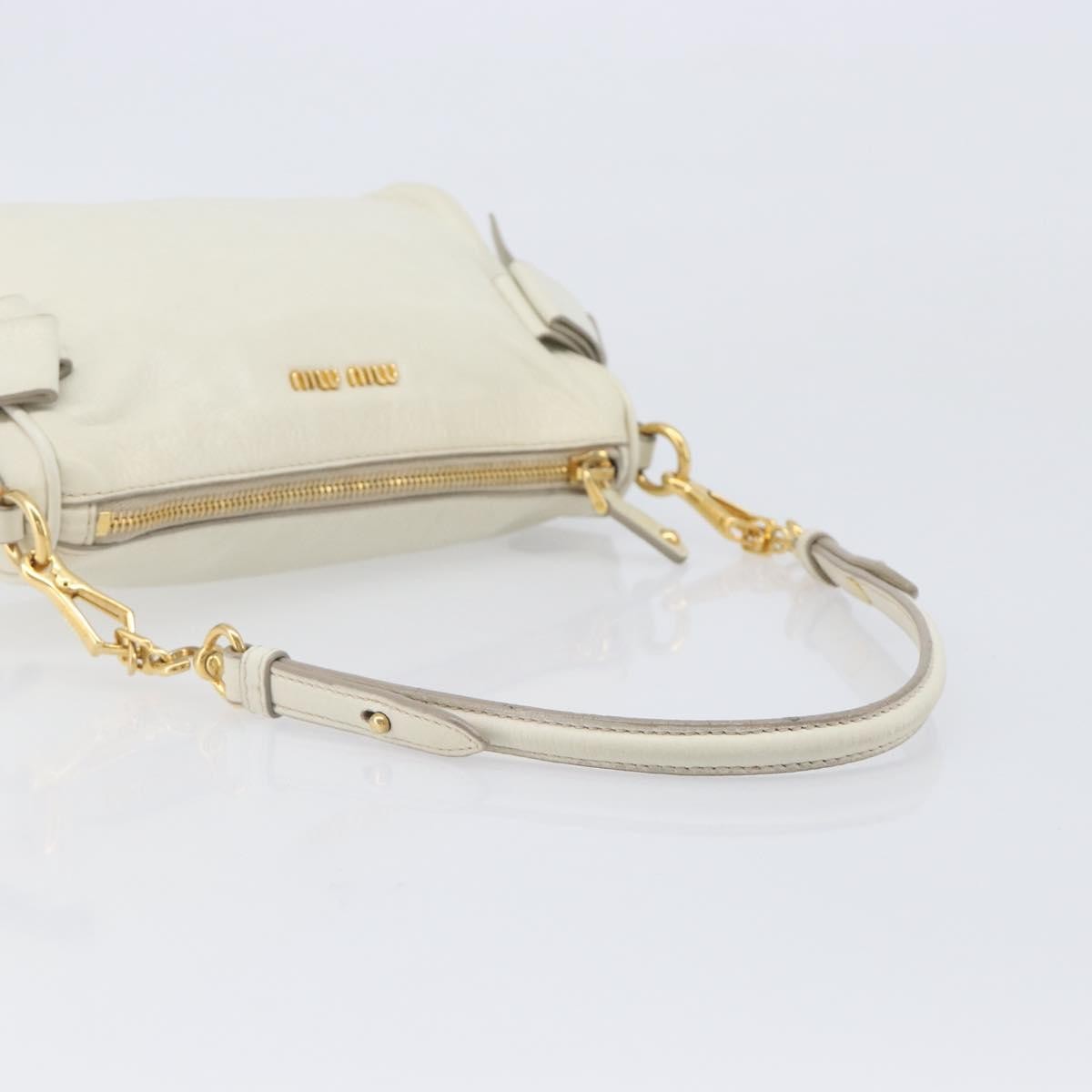 Miu Miu Beau Top Handle Leather, White, Leather, Handbag