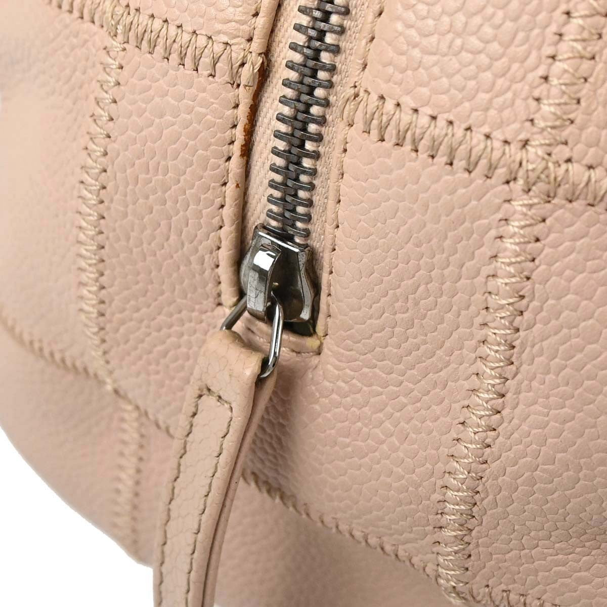 Chanel Square Stitch Bowler Quilted Calfskin, Pink, Leather, Shoulder Bag