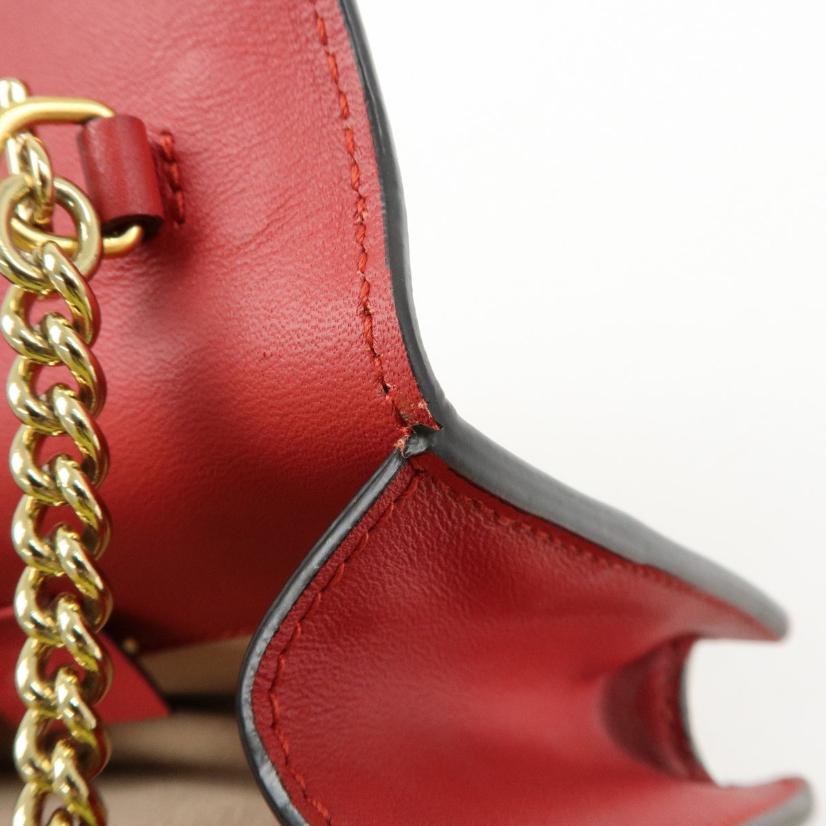 Gucci Sylvie Chain Leather, Red, Leather, Shoulder Bag