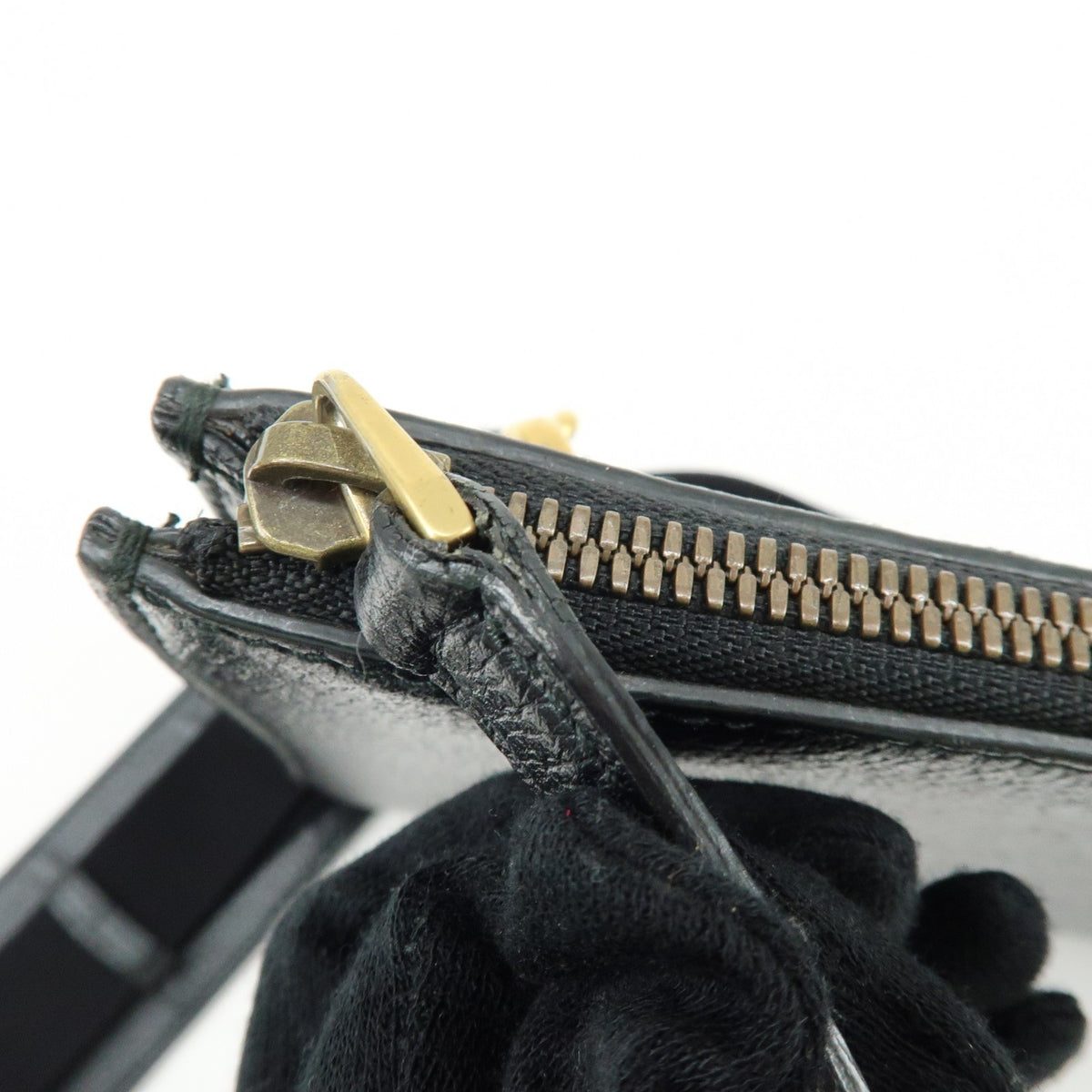Gucci Web Strap Front Zip Messenger Leather, Black, Leather, Handbag