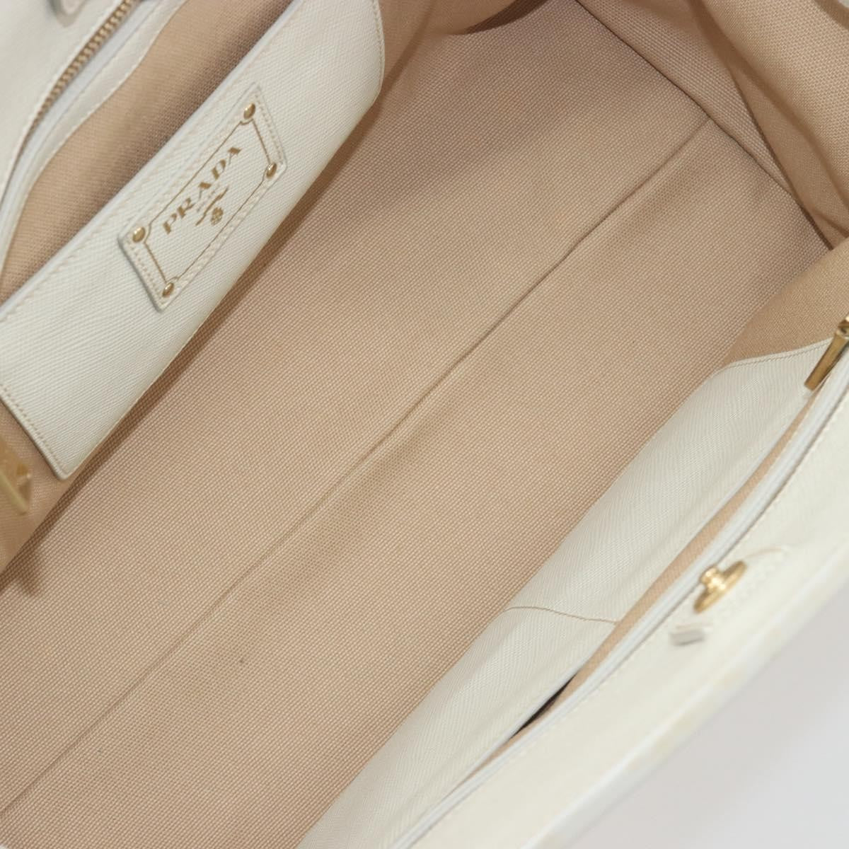 Prada Cuir Frame Convertible Canvas and Saffiano Leather, Beige, Canvas, Tote Bag