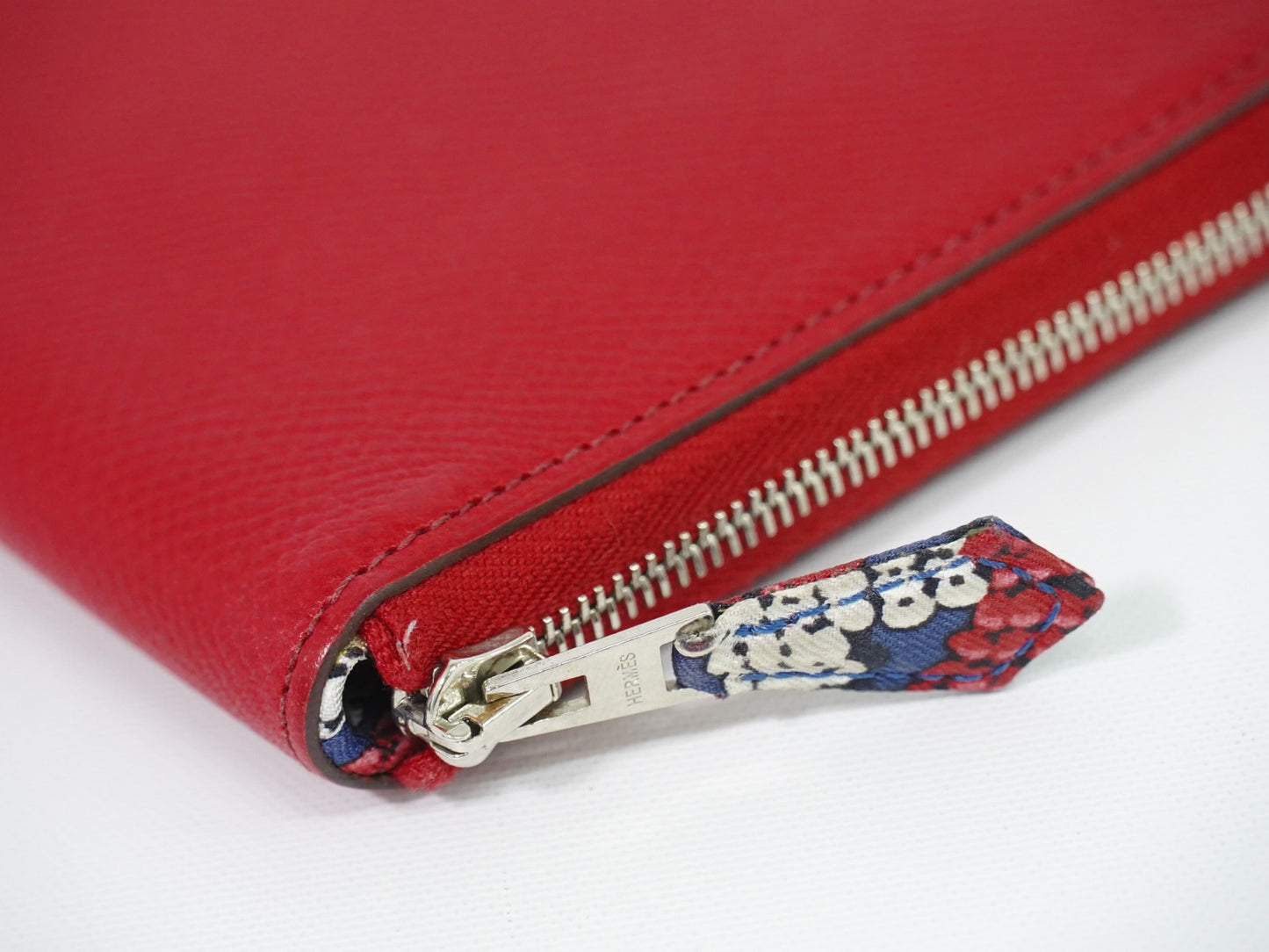 Hermes Azap Zip Around Silk'in Epsom, Red, Leather, Wallet