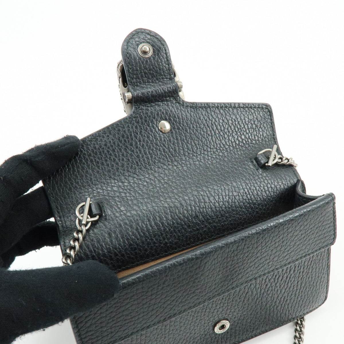 Gucci Dionysus Leather, Black, Leather, Handbag