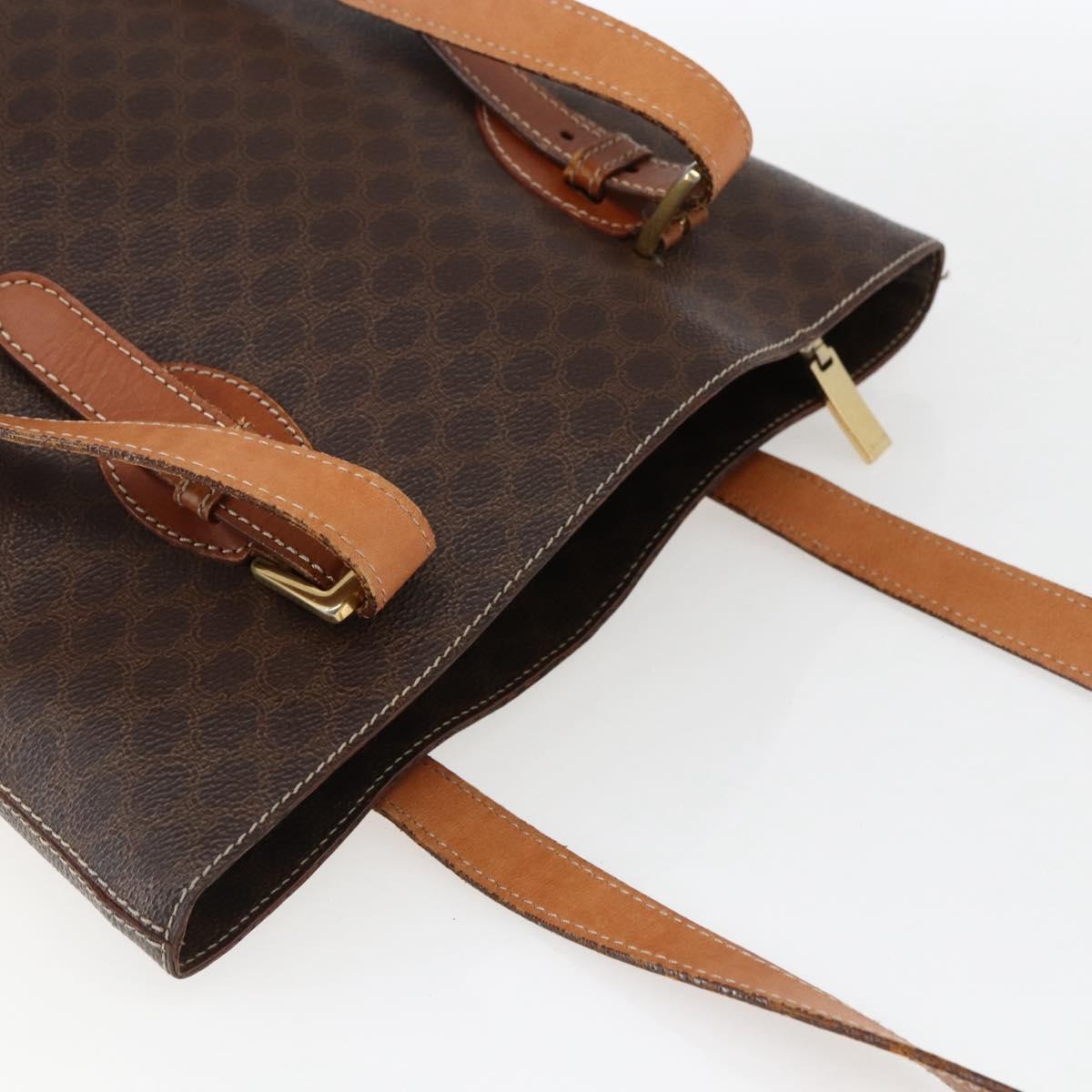 Celine Vintage Macadam Shopper Coated Canvas, Brown, Canvas, Tote Bag