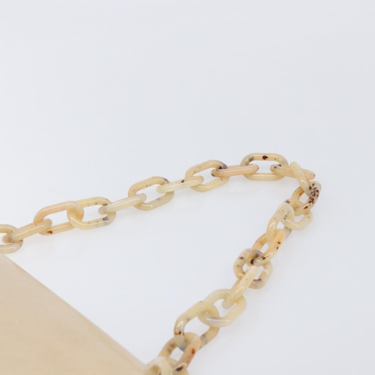 Prada Resin Chain Ruffle Flap Leather, Beige, Leather, Handbag