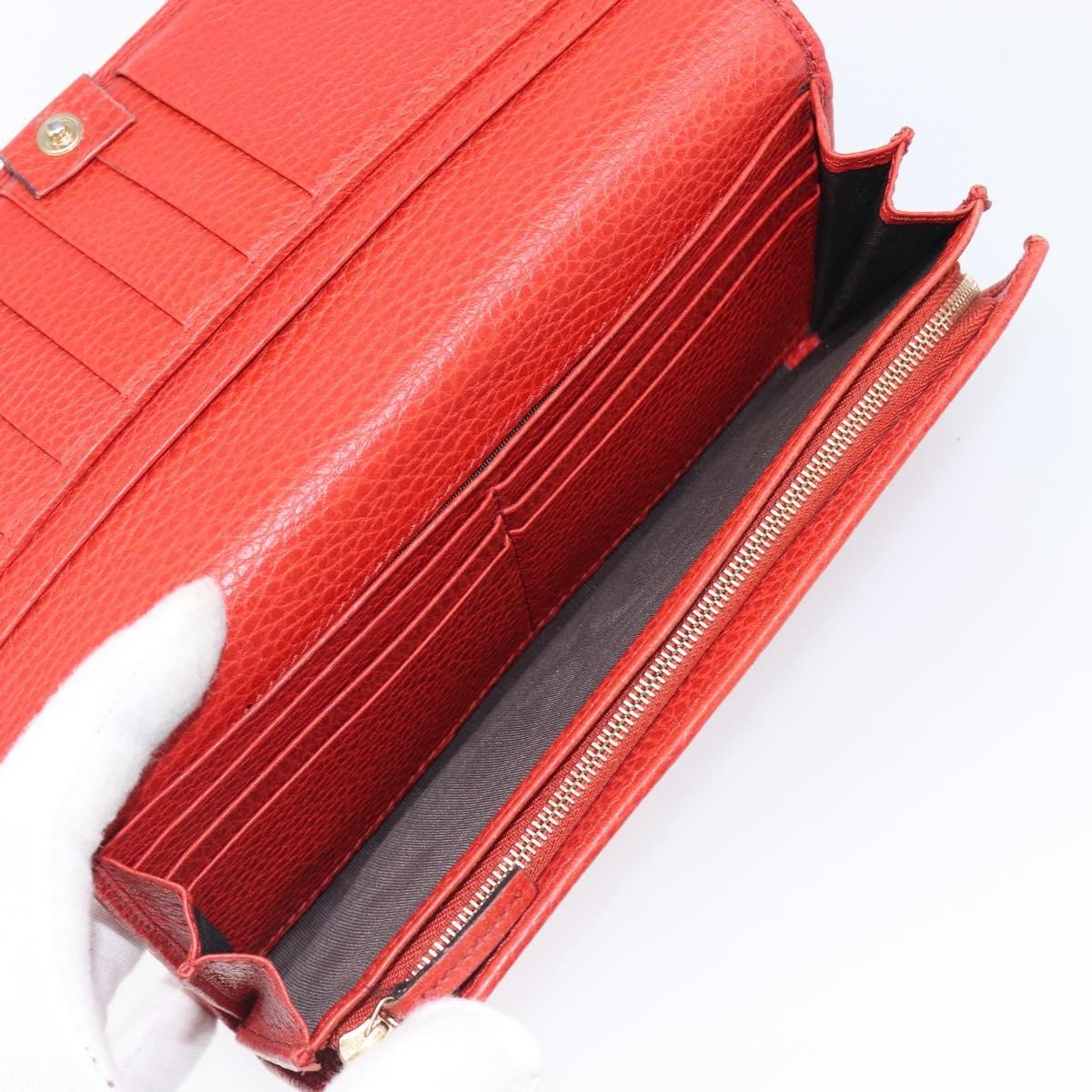 Gucci Swing Wallet on Strap Leather, Red, Leather, Crossbody Bag