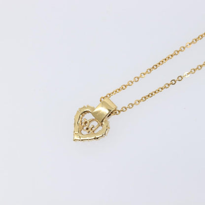 Christian Dior Logo Heart Pendant Metal, Gold, Metal, Necklace