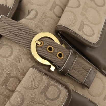 Salvatore Ferragamo Gancini Canvas, Beige, Canvas, Backpack