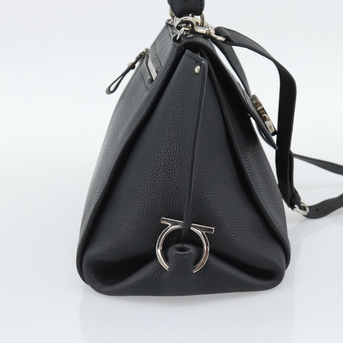 Salvatore Ferragamo Sofia Satchel Grainy Leather, Black, Leather, Handbag