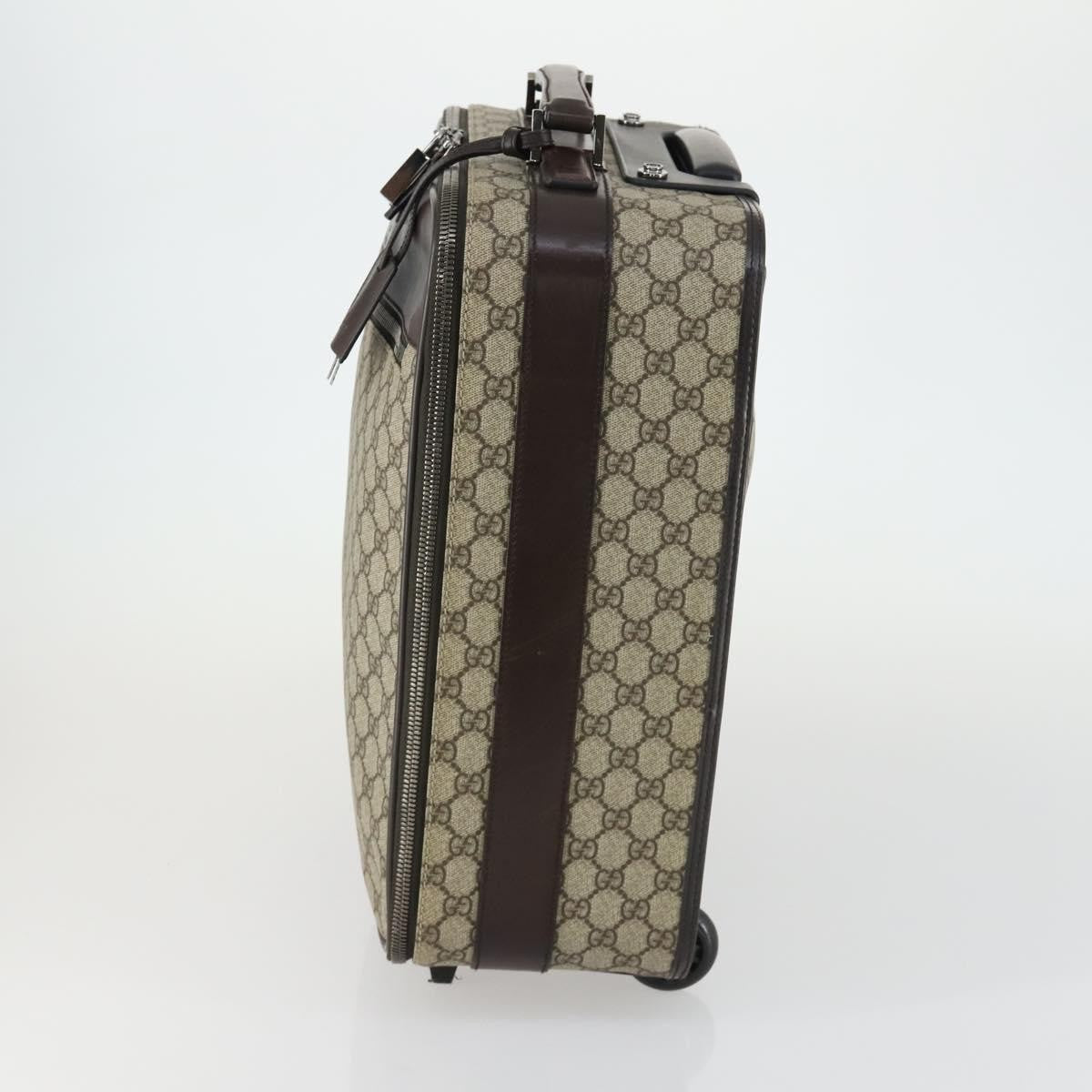 Gucci Web Trolley Rolling Luggage GG Coated Canvas, Beige, PVC, Travel Bag