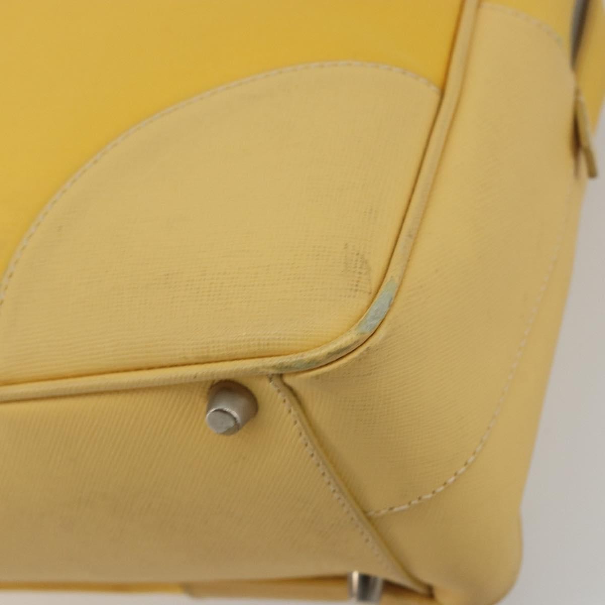 Prada Bauletto Tessuto with Saffiano Leather, Yellow, Canvas, Handbag