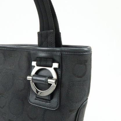 Salvatore Ferragamo Gancini Tote Canvas, Black, Canvas, Tote Bag
