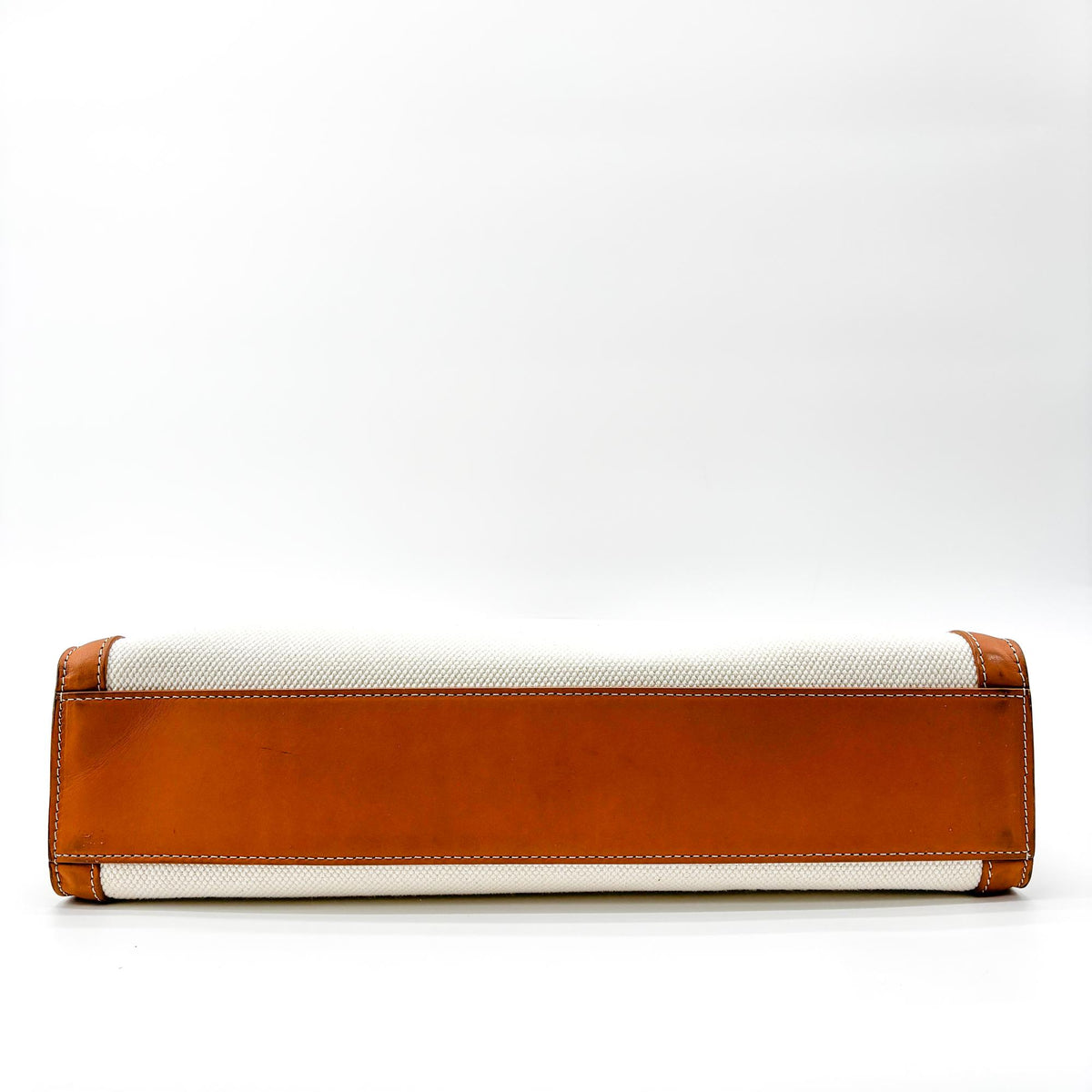 Celine Vertical Cabas Canvas with Leather, Beige, Canvas, Tote Bag