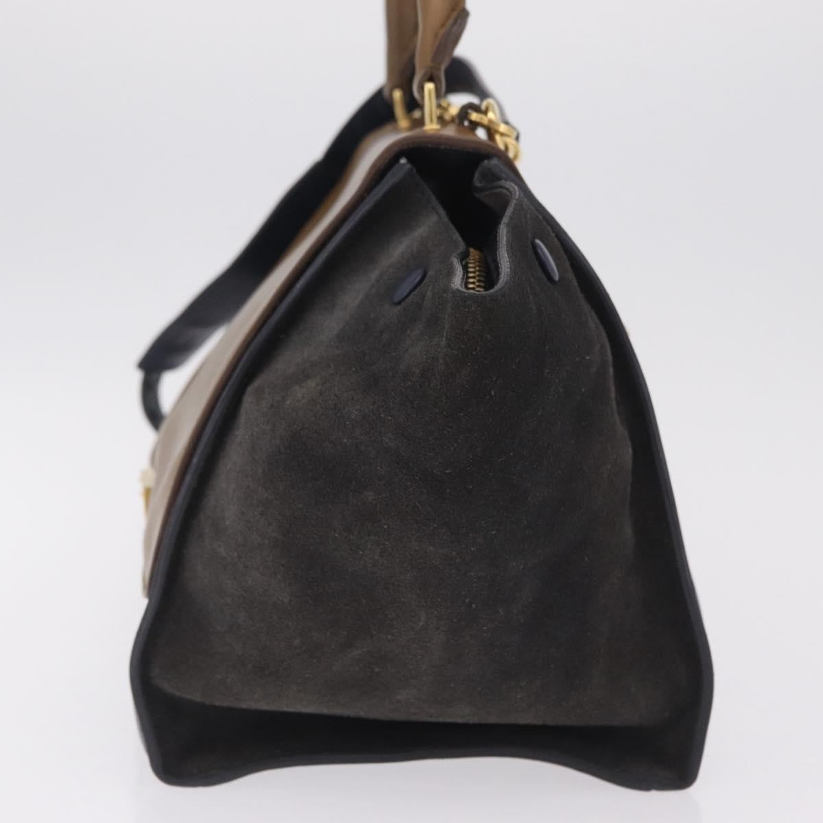 Celine Tricolor Trapeze Leather, Navy, Leather, Handbag