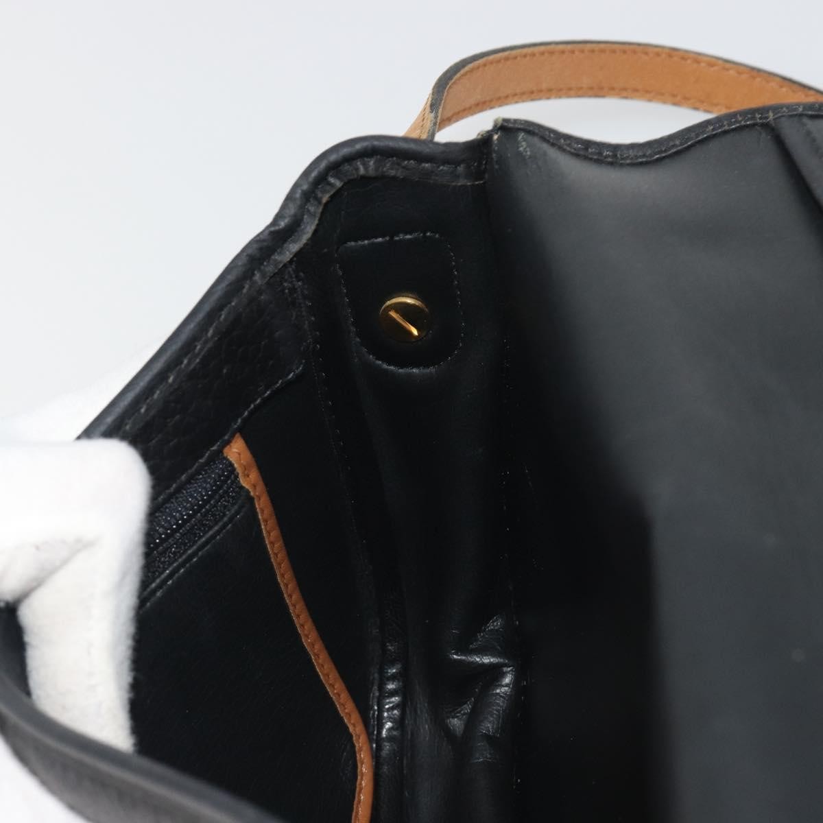 Christian Dior Vintage CD Flap Leather, Black, Leather, Shoulder Bag