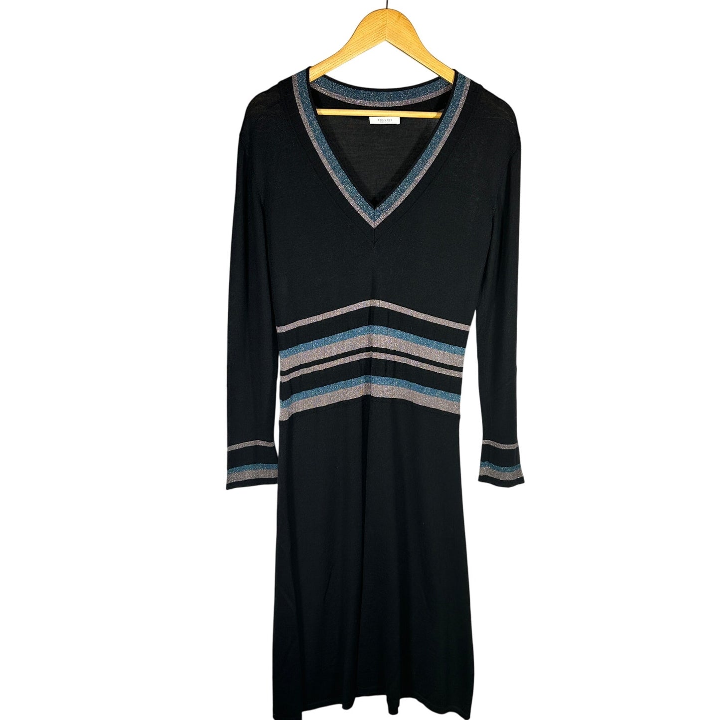 POLLINI V-Neck Sweater Dress Black