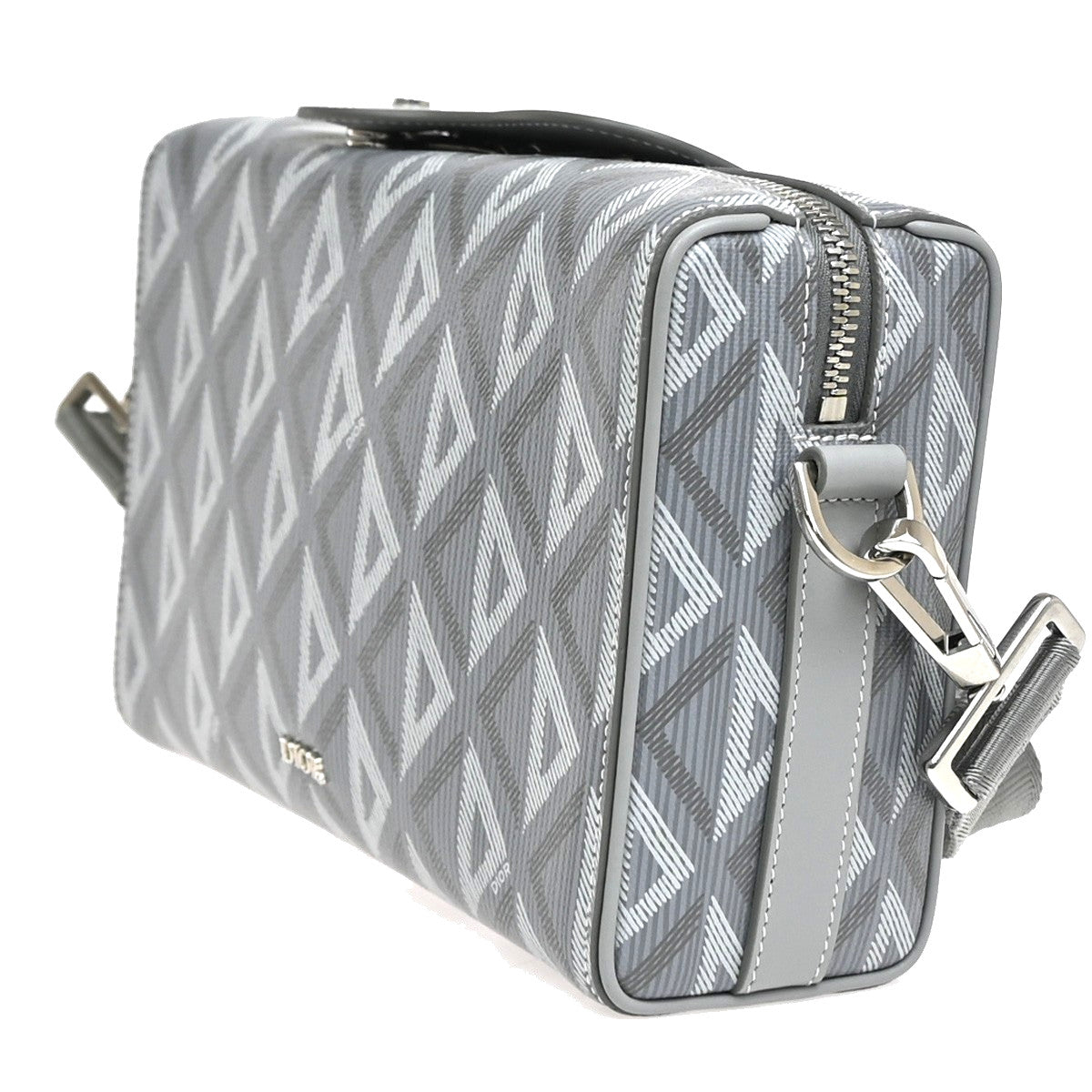 Christian Dior Lingot Messenger CD Diamond Coated Canvas, Gray, Canvas, Handbag